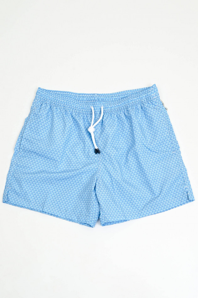 Fedeli Badehose mit Mosaikmuster in Hellblau