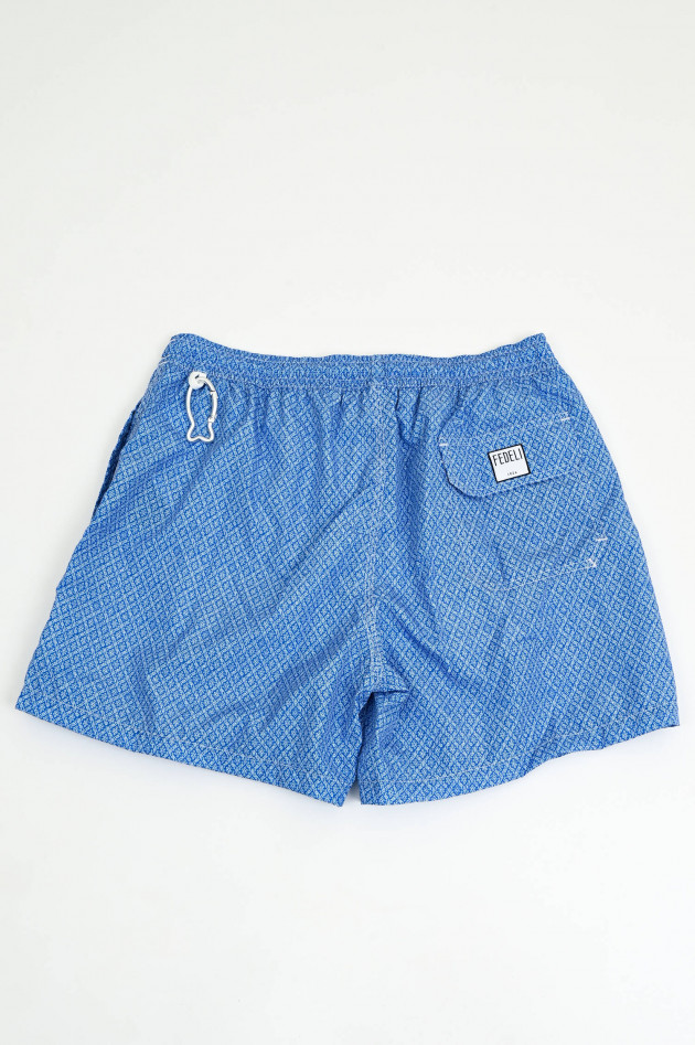 Fedeli Badehose mit Mosaikmuster in Blau/Weiß