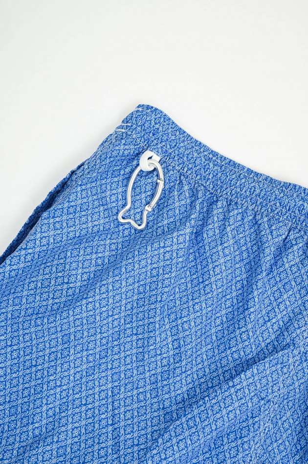 Fedeli Badehose mit Mosaikmuster in Blau/Weiß