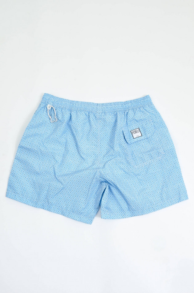 Fedeli Badehose MADEIRA mit Mosaikmuster in Hellblau/Weiß