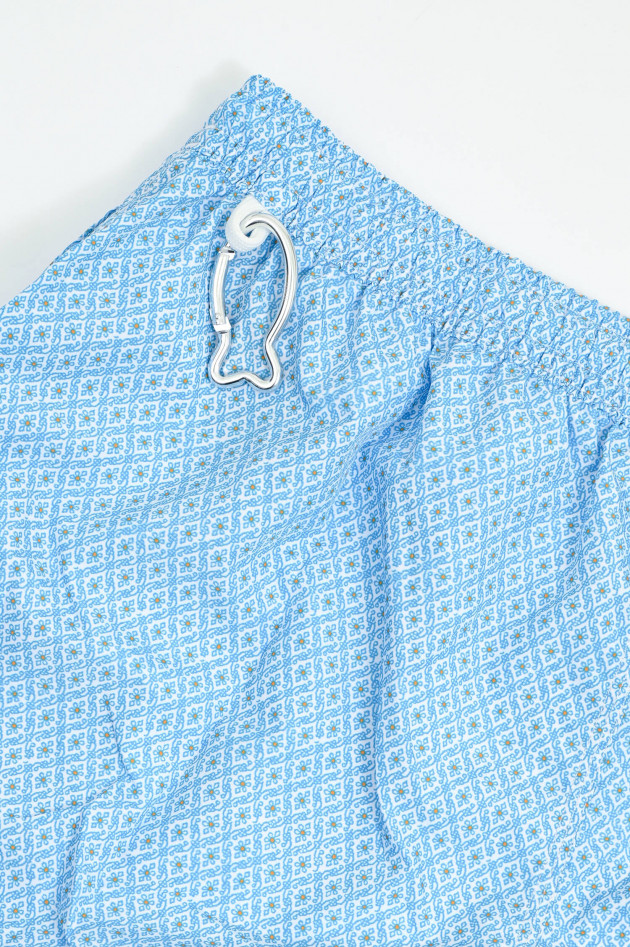 Fedeli Badehose MADEIRA mit Mosaikmuster in Hellblau/Weiß