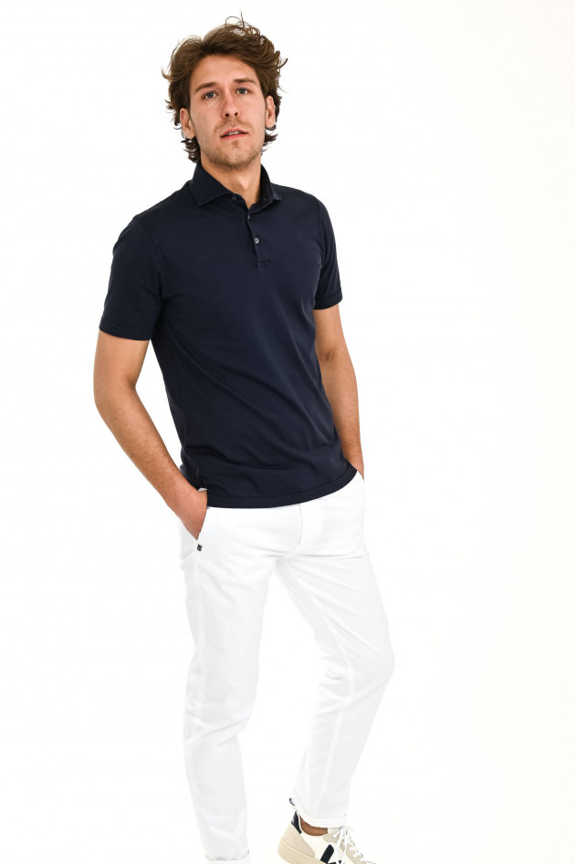 Fedeli Jersey-Poloshirt in Navy