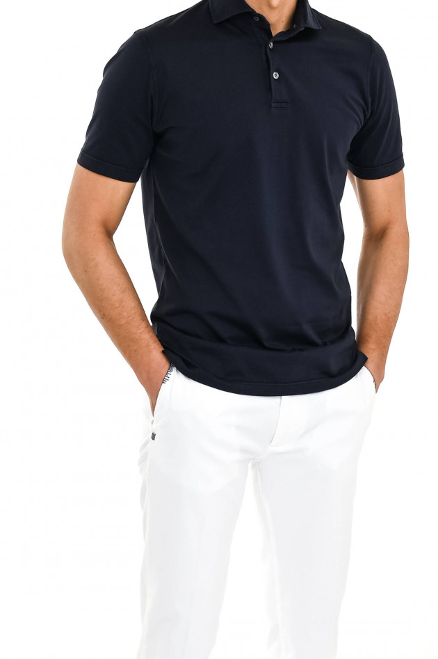 Fedeli Jersey-Poloshirt in Navy