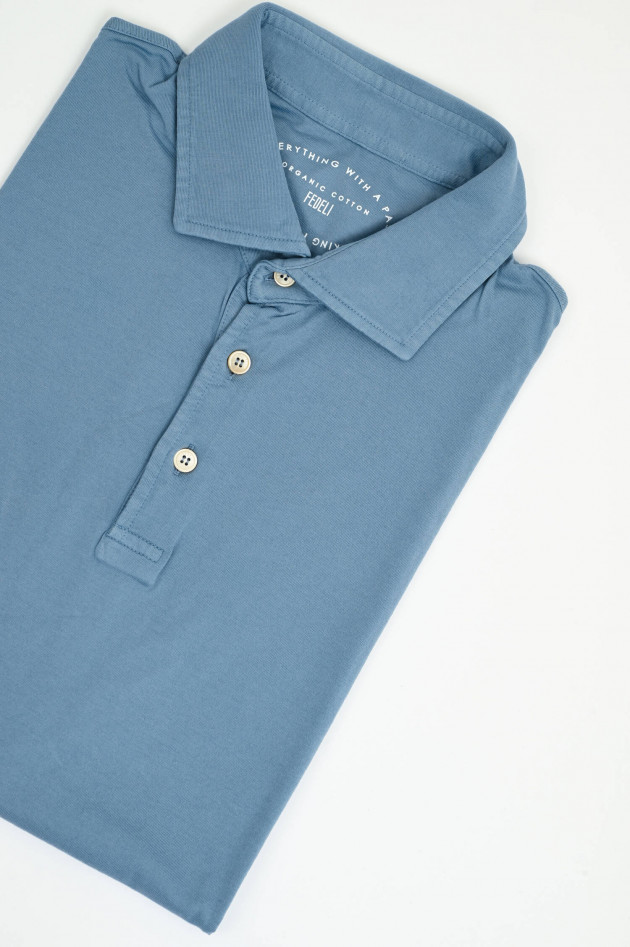 Fedeli Jersey-Poloshirt in Graublau