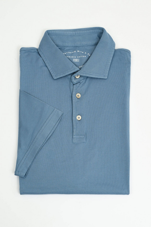 Fedeli Jersey-Poloshirt in Graublau