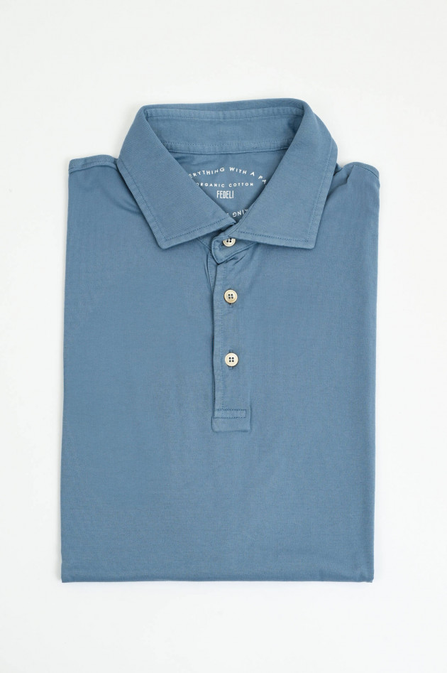 Fedeli Jersey-Poloshirt in Graublau