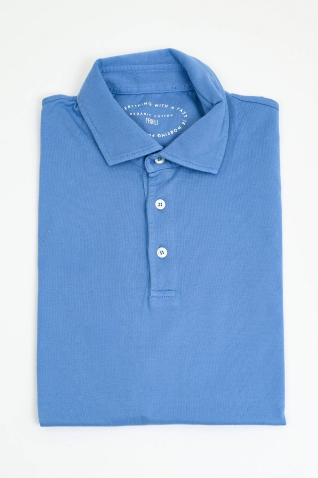 Fedeli Jersey-Poloshirt in Mittelblau