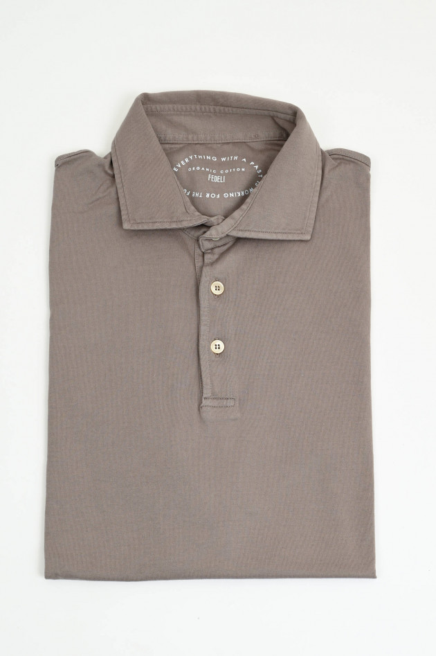 Fedeli Jersey-Poloshirt in Taupe