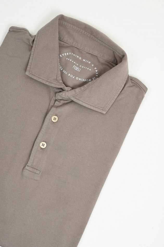 Fedeli Jersey-Poloshirt in Taupe