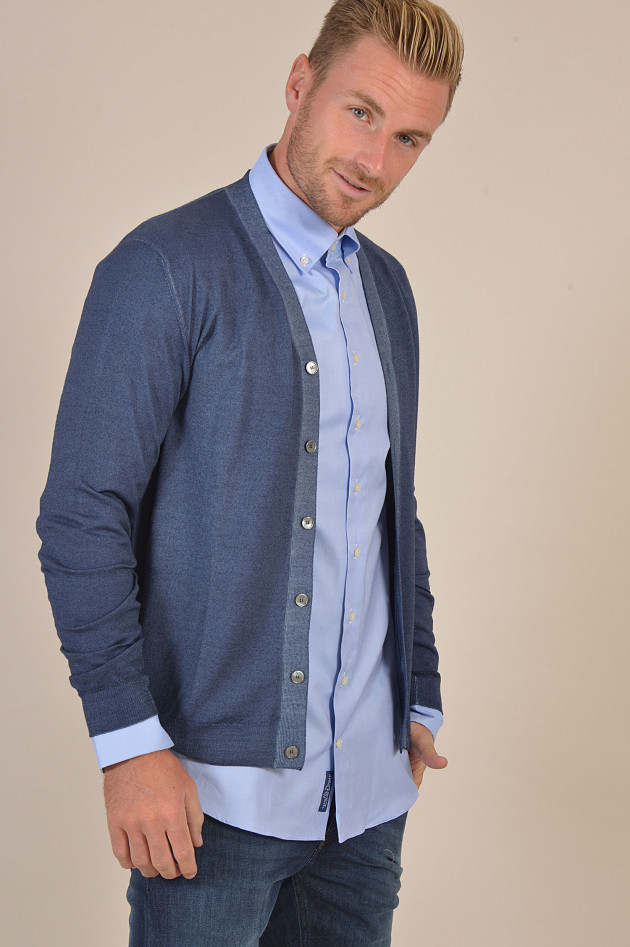 Fedeli Strickweste aus Wolle in Jeansblau