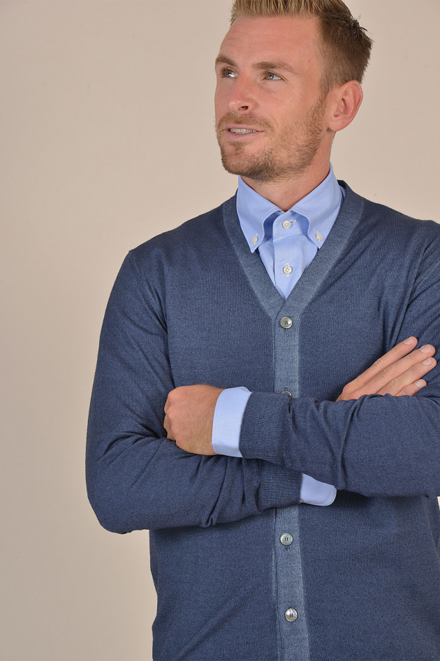 Fedeli Strickweste aus Wolle in Jeansblau