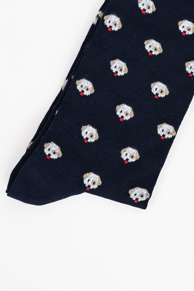 FeFe Socken mit Hunde-Muster in Navy