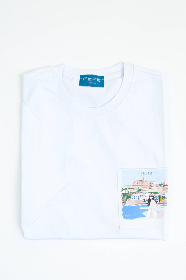 FeFe Shirt mit Brusttasche IBIZIA in Weiß/Multicolor