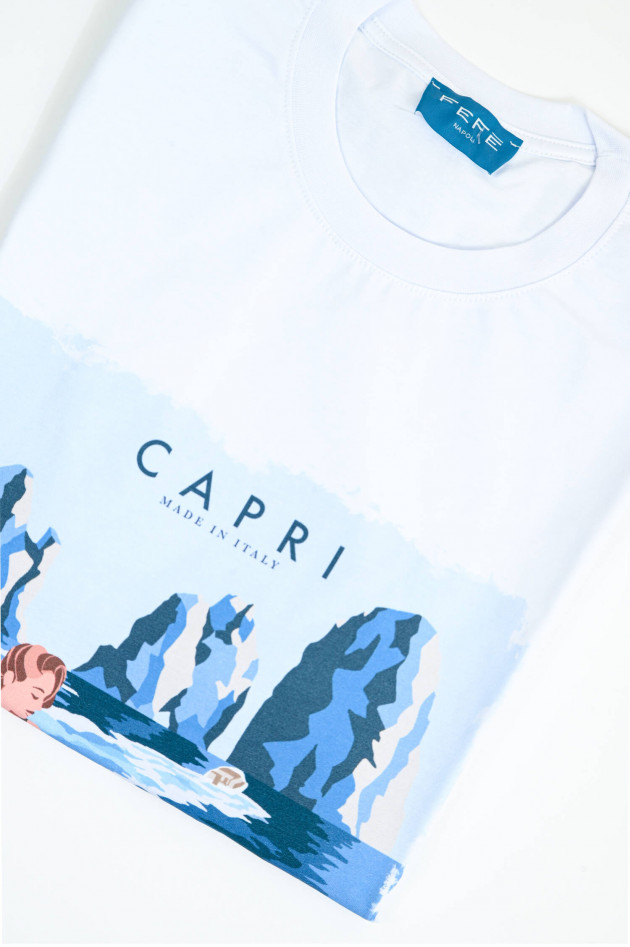 FeFe Kurzarm-Shirt CAPRI in Weiß/Blau