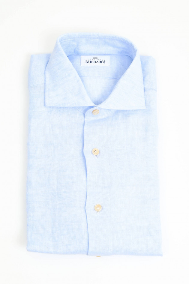 Gherardi Hemd aus Leinen in Hellblau