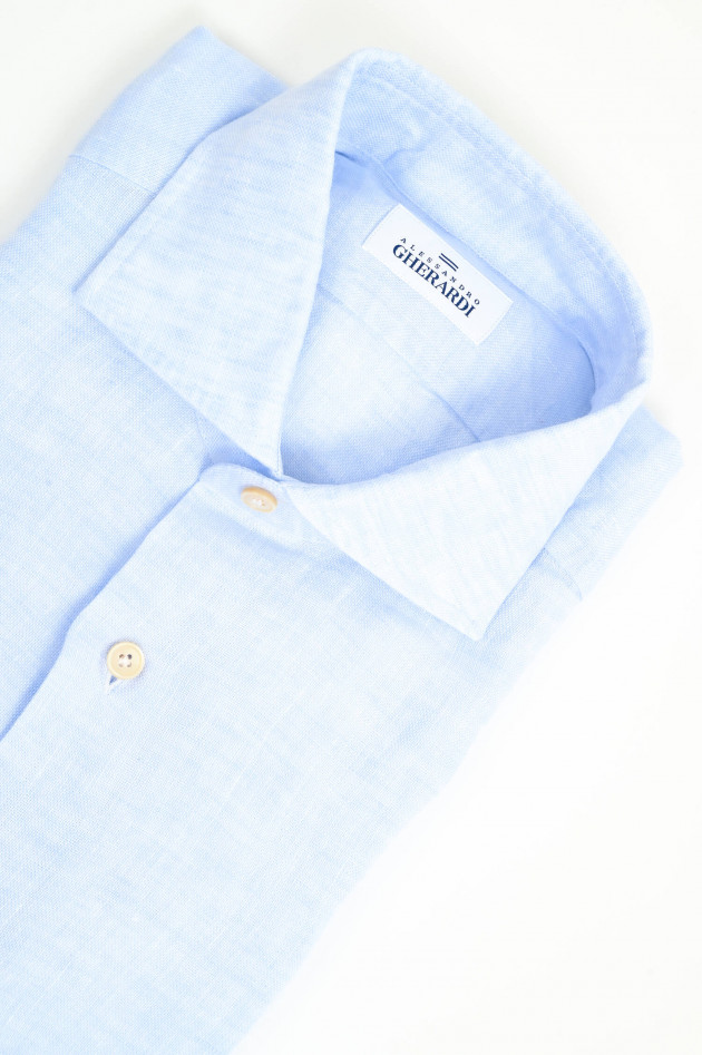 Gherardi Hemd aus Leinen in Hellblau