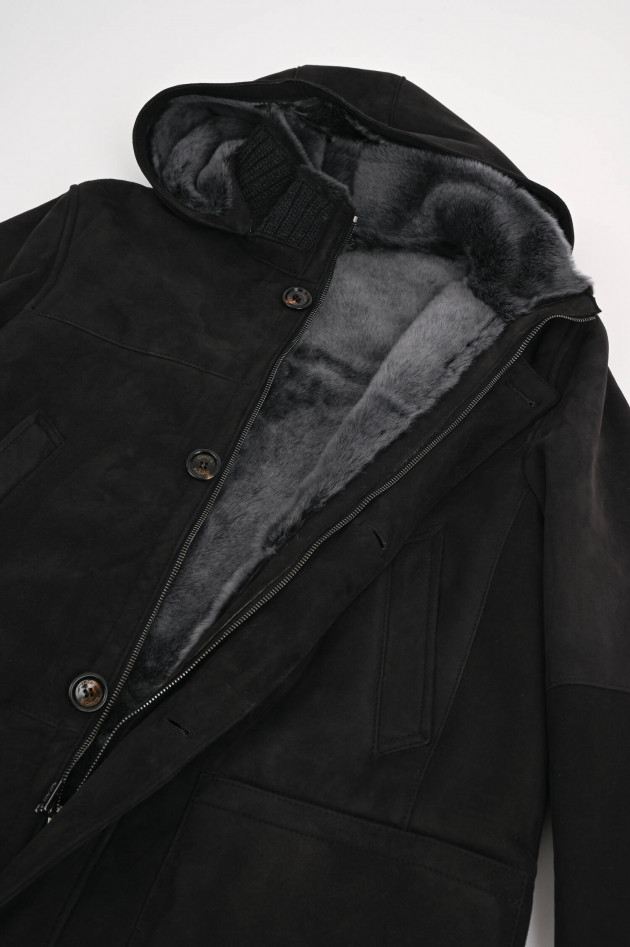 Gimos Gefütterte Lederjacke in Anthrazit