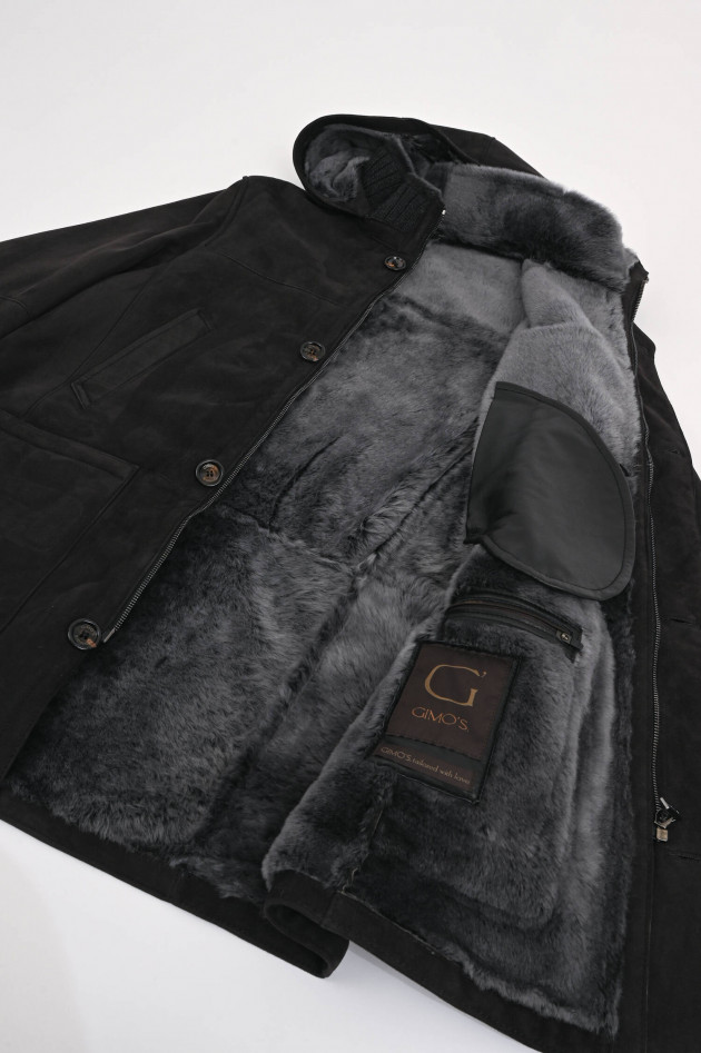 Gimos Gefütterte Lederjacke in Anthrazit