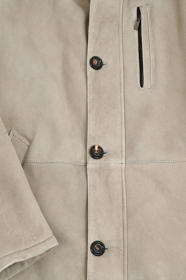 Gimos Lammlederjacke mit Kapuze in Taupe