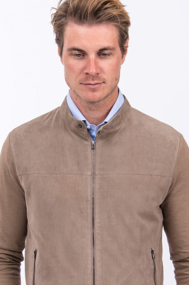 GMS-Gimos Veloursleder-Blouson in Taupe