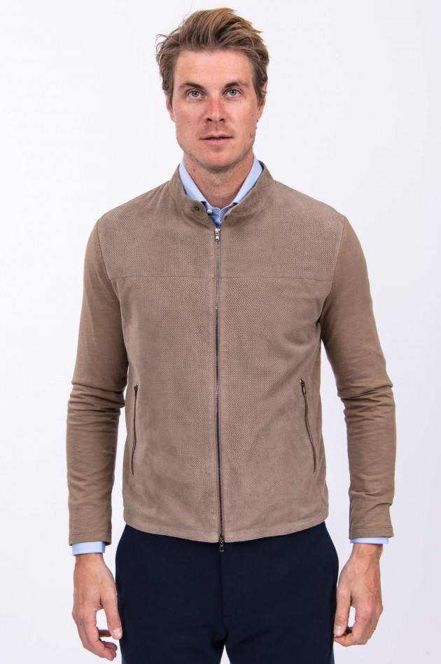 GMS-Gimos Veloursleder-Blouson in Taupe