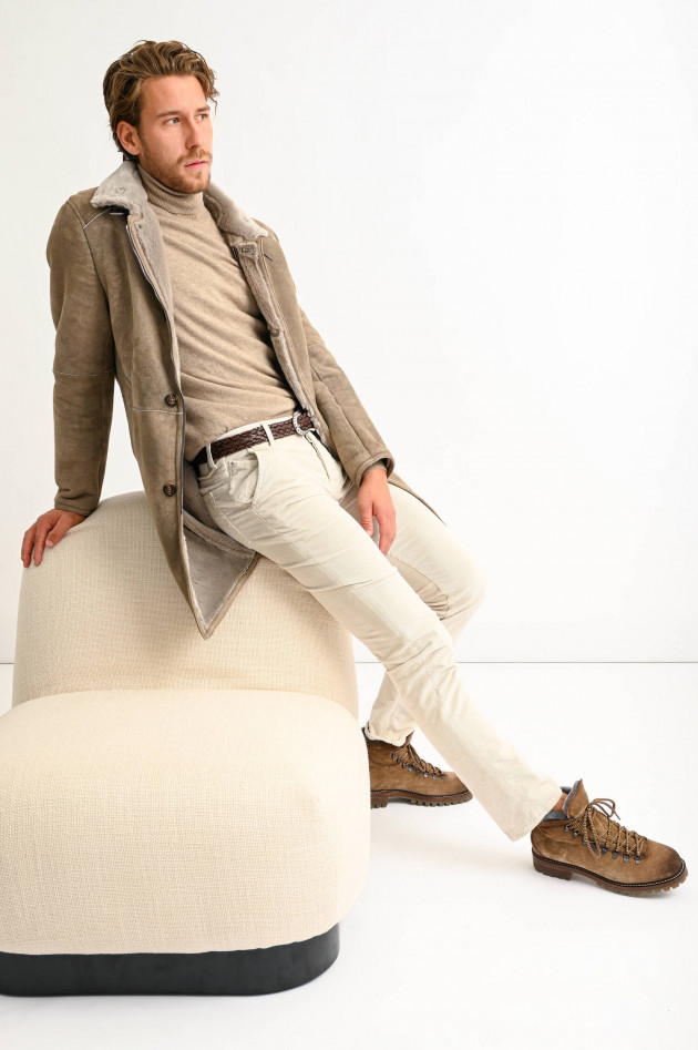 GMS-Gimos Ledermantel im Vintage-Stil in Taupe