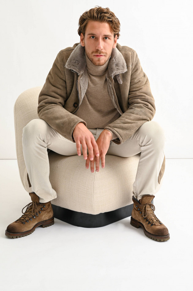 GMS-Gimos Ledermantel im Vintage-Stil in Taupe