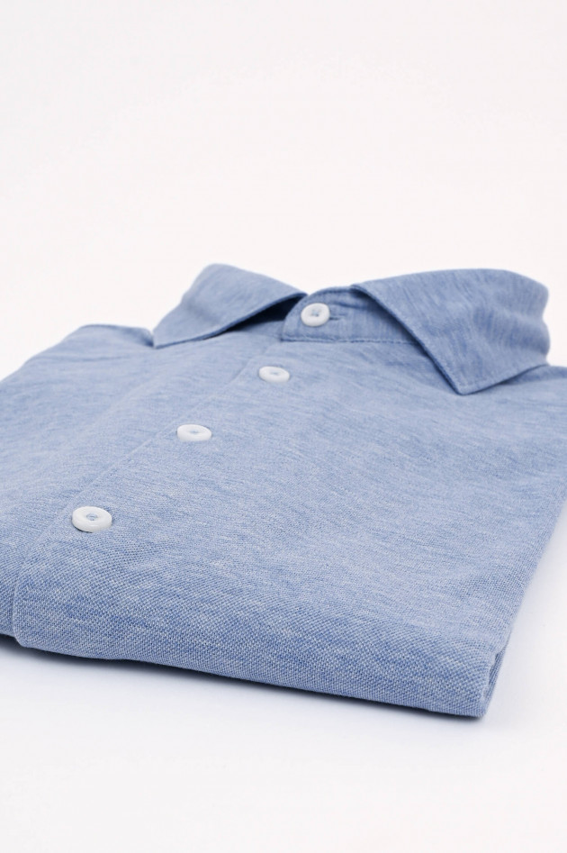 Gran Sasso Langarm Poloshirt in Hellblau