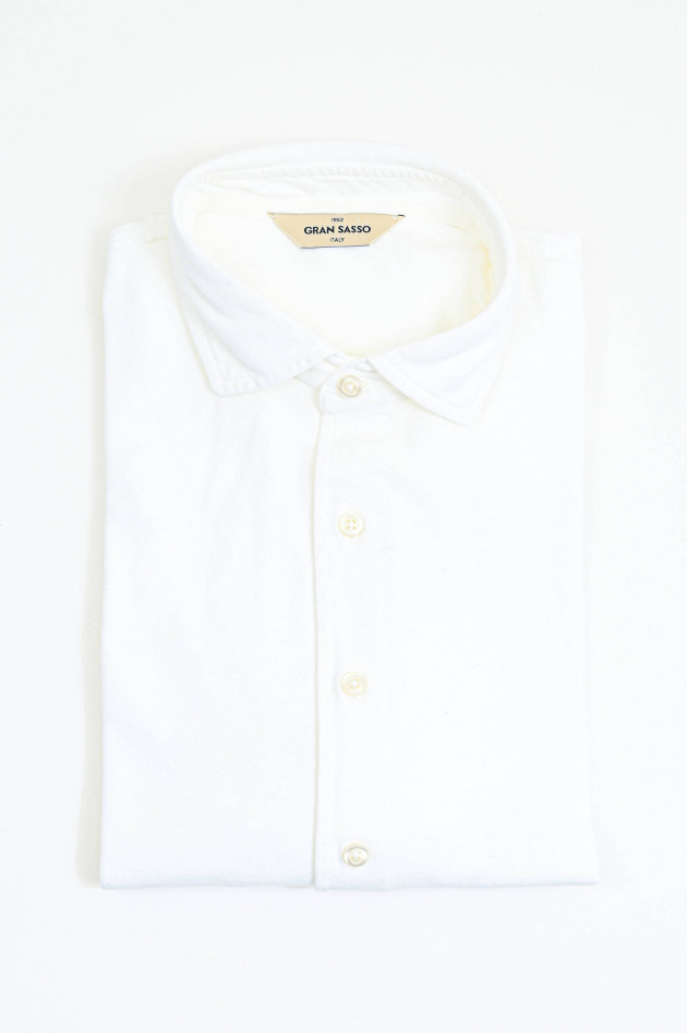 Gran Sasso Langarm Polo-Shirt in Weiß