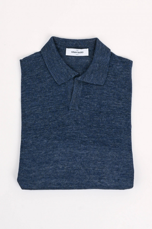 Gran Sasso Poloshirt aus Leinen/Baumwoll-Mix in Blau