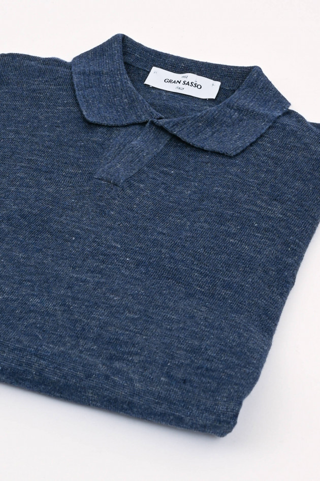 Gran Sasso Poloshirt aus Leinen/Baumwoll-Mix in Blau