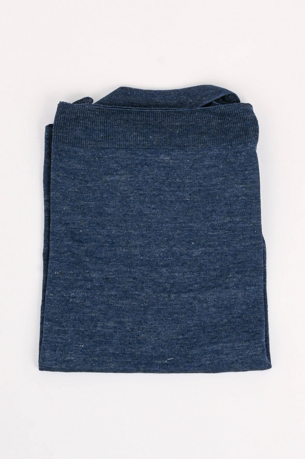Gran Sasso Poloshirt aus Leinen/Baumwoll-Mix in Blau