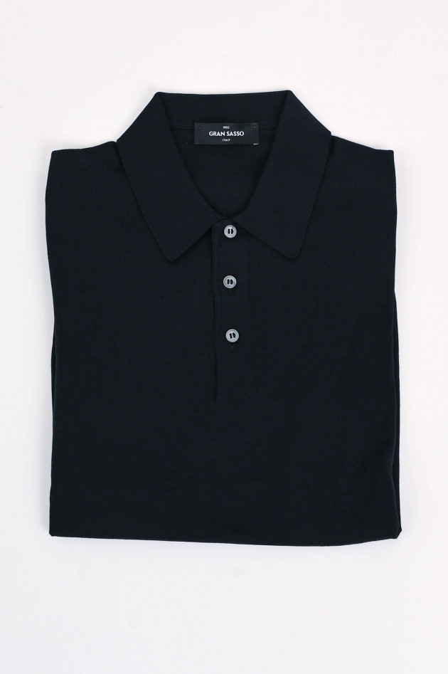 Gran Sasso Feinstrick-Polo aus Baumwolle in Navy