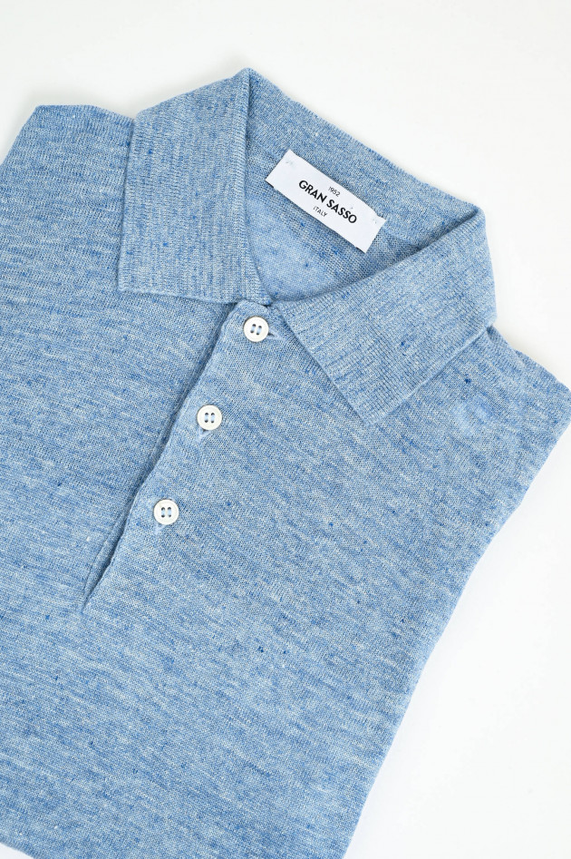 Gran Sasso Poloshirt aus Leinen in Hellblau meliert