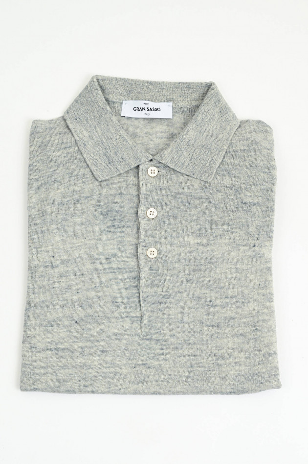 Gran Sasso Poloshirt aus Leinen in Hellgrau meliert