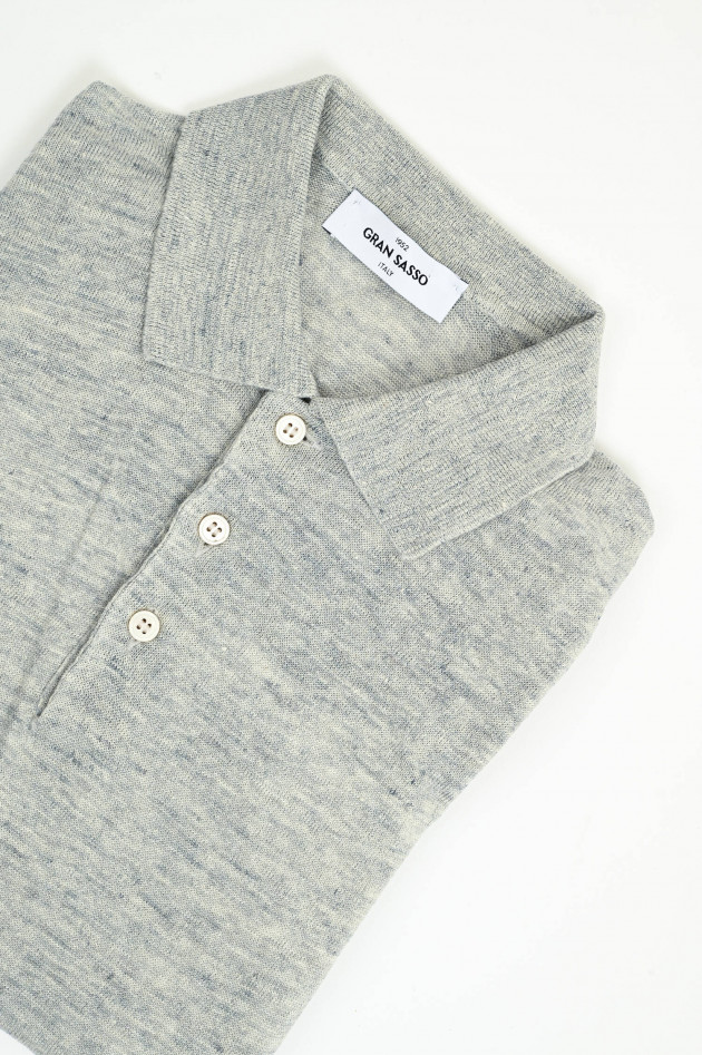 Gran Sasso Poloshirt aus Leinen in Hellgrau meliert