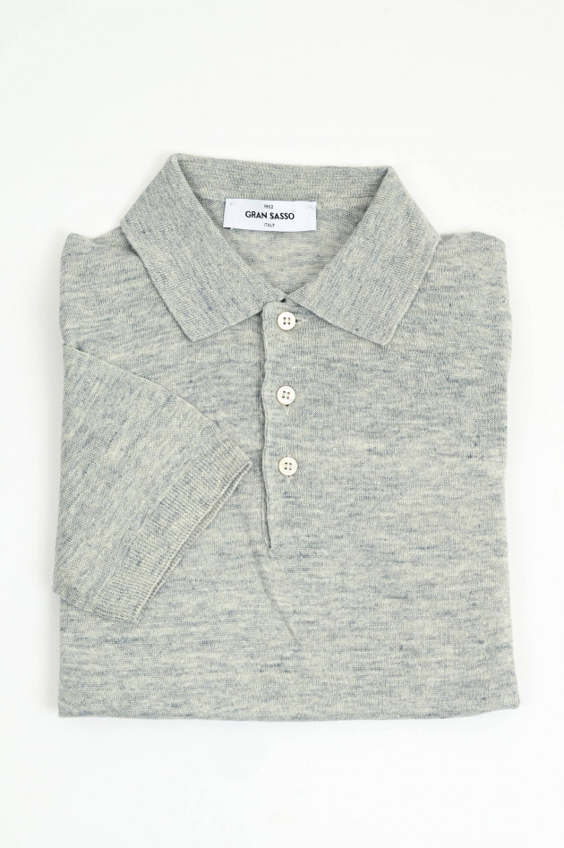 Gran Sasso Poloshirt aus Leinen in Hellgrau meliert
