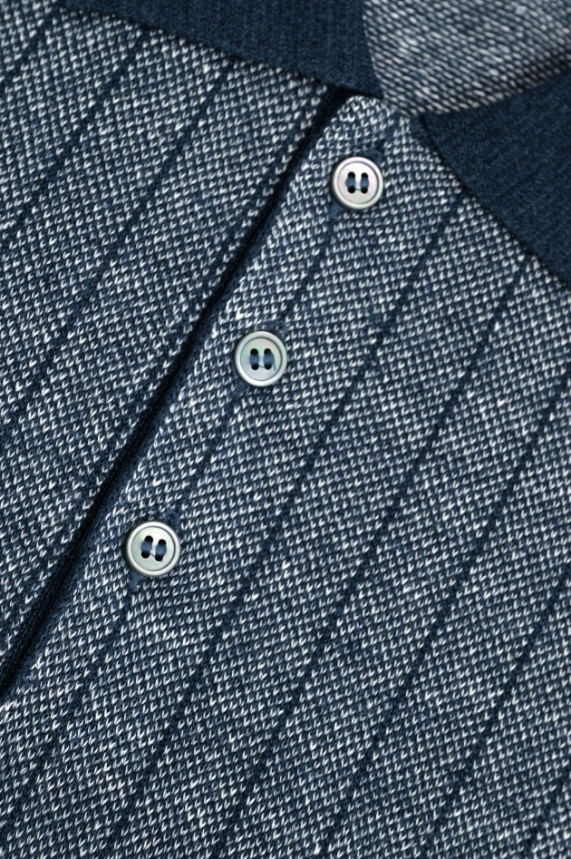 Gran Sasso Leinen-Baumwoll-Mix Polo in Navy/Blau gestreift