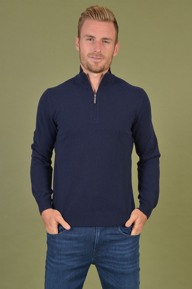Gran Sasso Rollkragenpullover mit Zipp in Navy