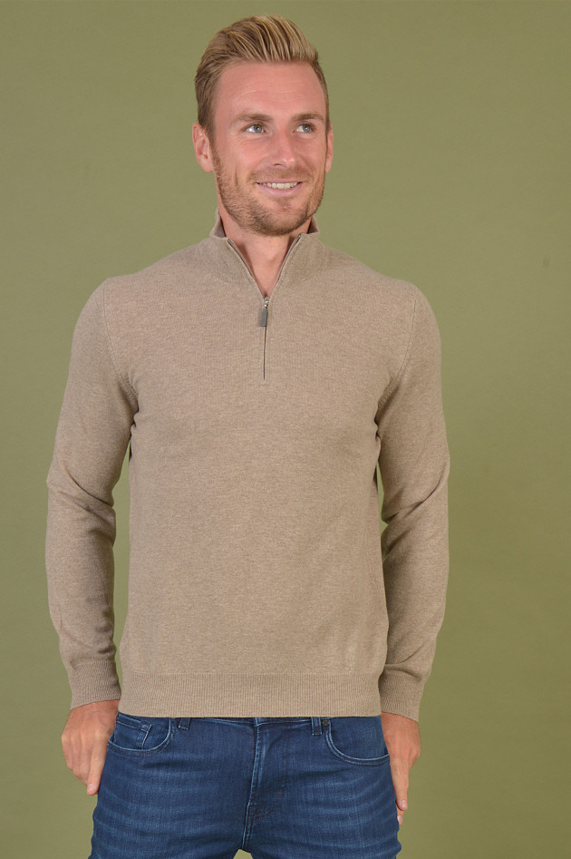 Gran Sasso Rollkragenpullover mit Zipp in Beige