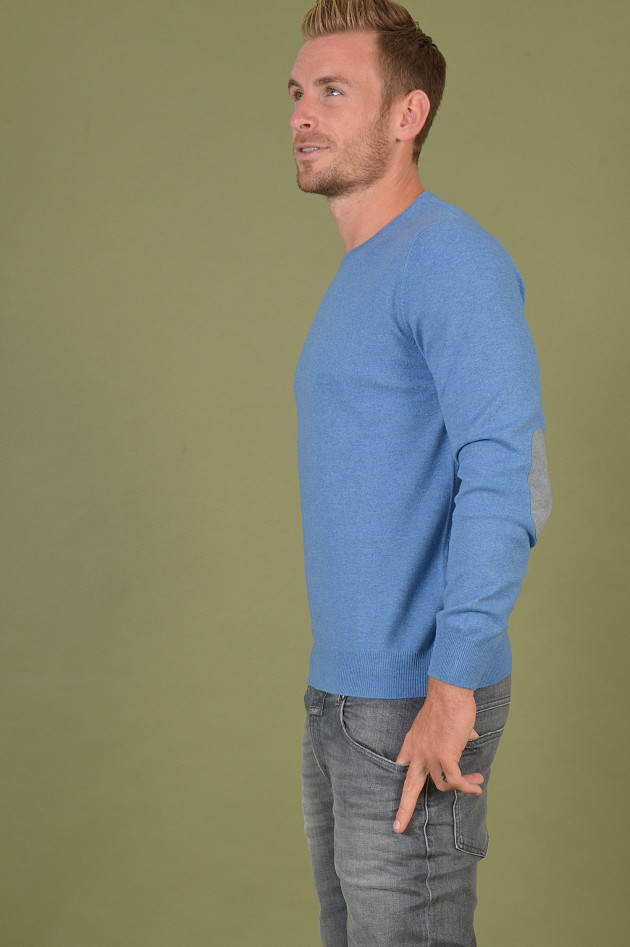 Gran Sasso Pullover mit Lederpatches in Hellblau