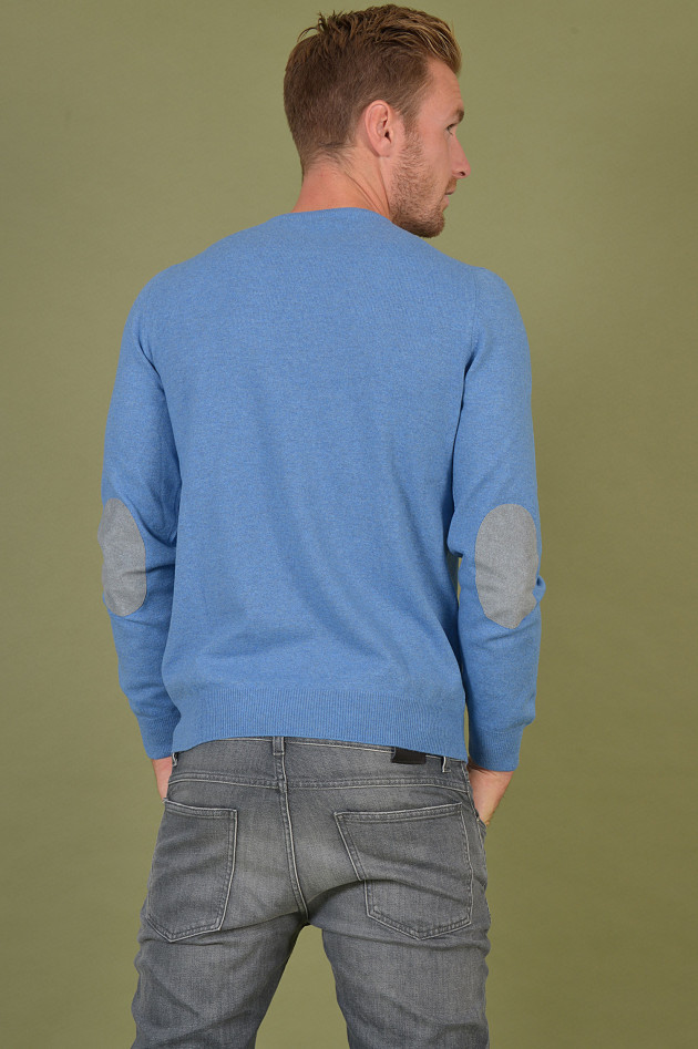 Gran Sasso Pullover mit Lederpatches in Hellblau