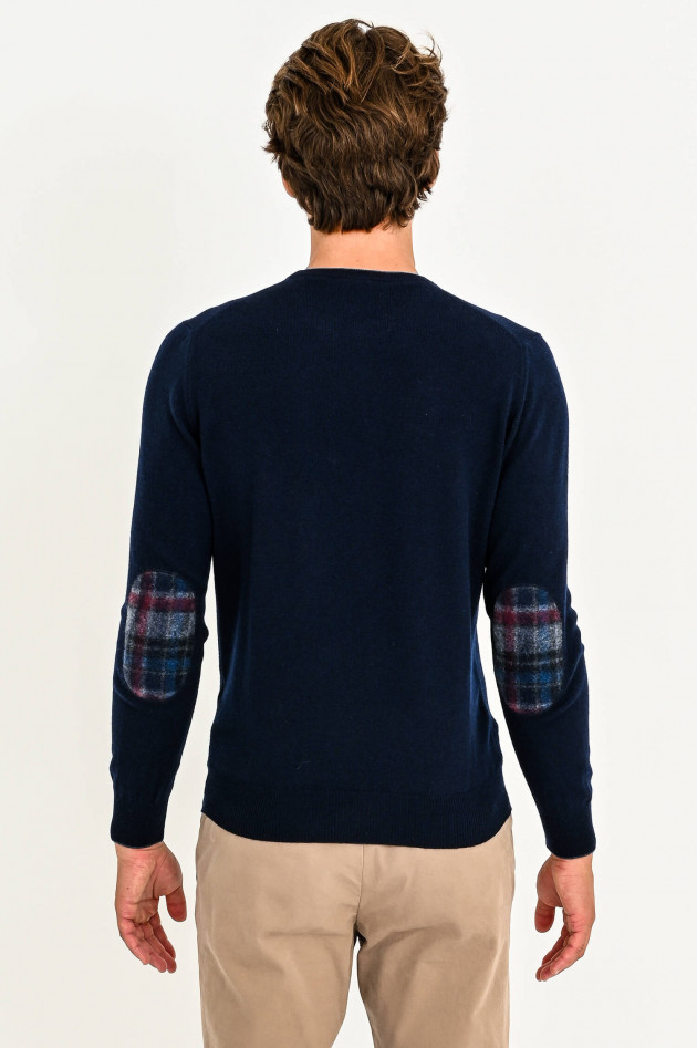 Gran Sasso Pullover mit Ellbogen Patches in Jeansblau