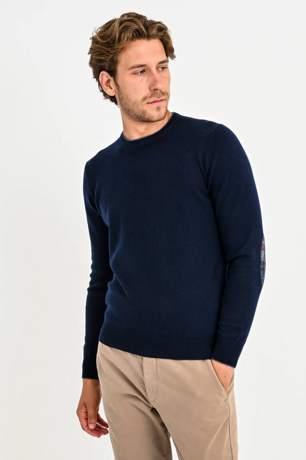 Gran Sasso Pullover mit Ellbogen Patches in Jeansblau