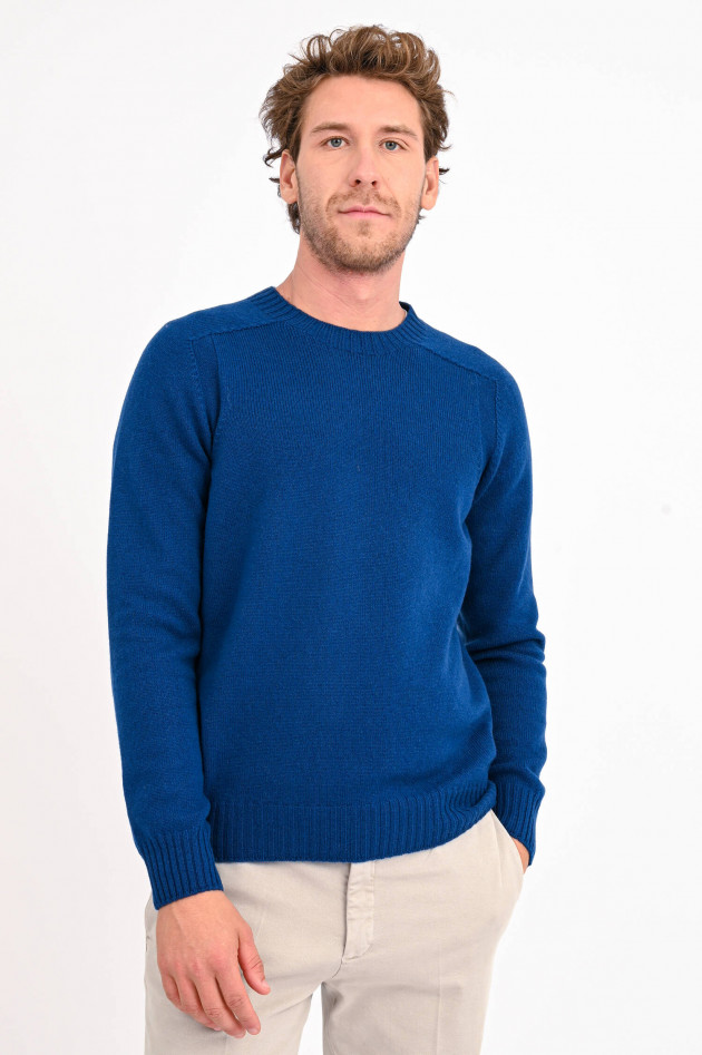 Gran Sasso Pullover mit Rippstrick-Details in Mittelblau