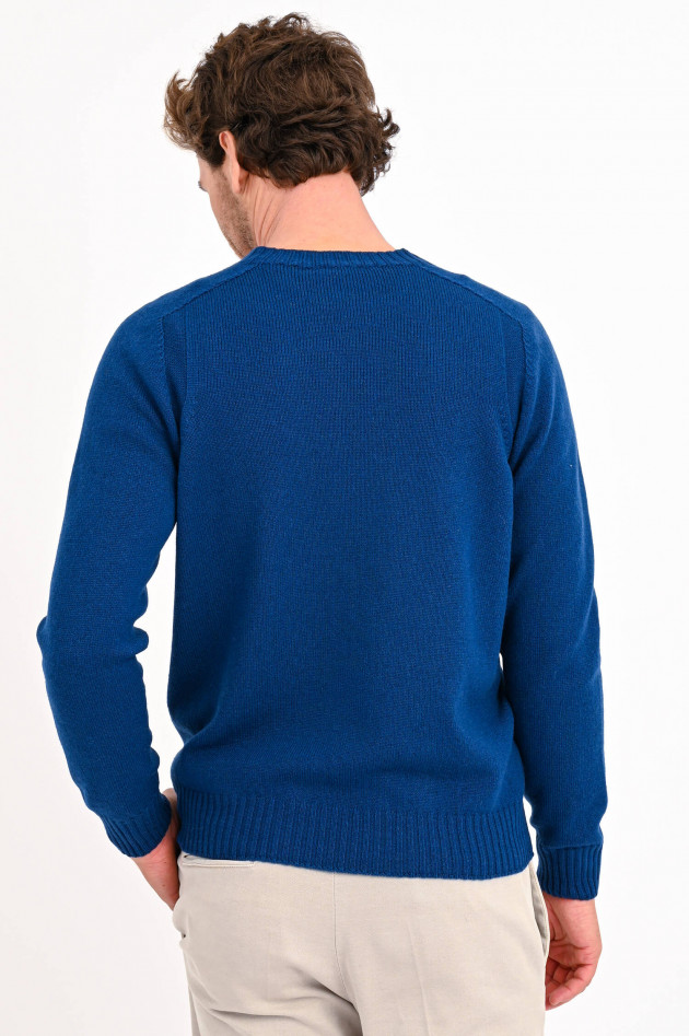 Gran Sasso Pullover mit Rippstrick-Details in Mittelblau