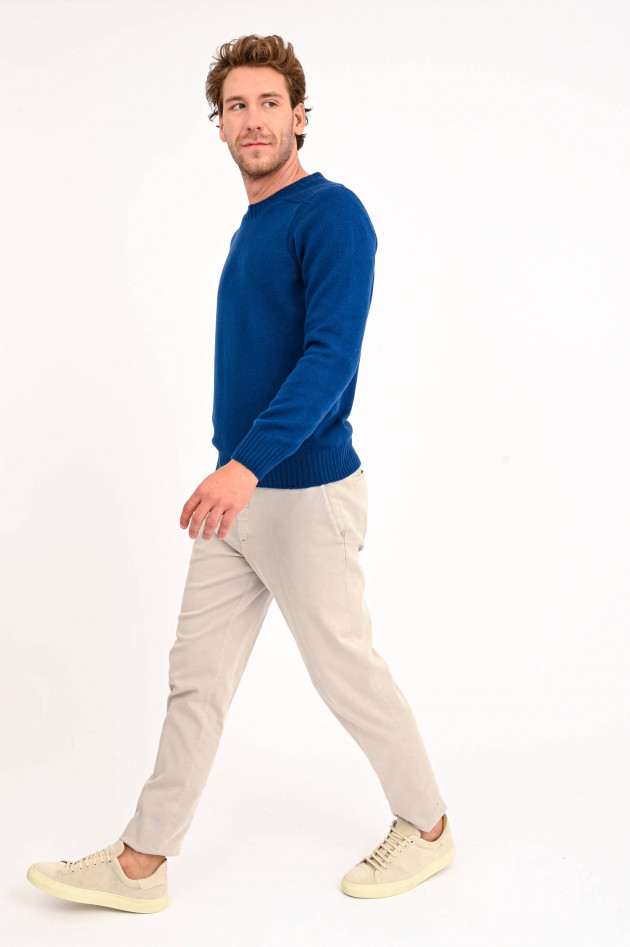 Gran Sasso Pullover mit Rippstrick-Details in Mittelblau