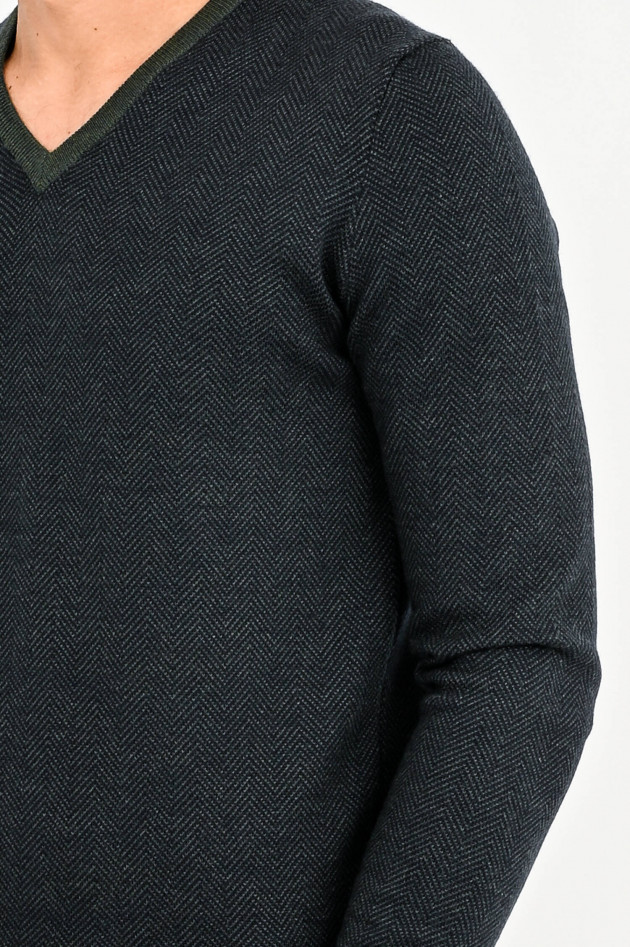Gran Sasso Pullover im Fischgrät-Design in Grün/Navy