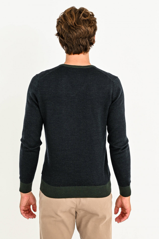 Gran Sasso Pullover im Fischgrät-Design in Grün/Navy