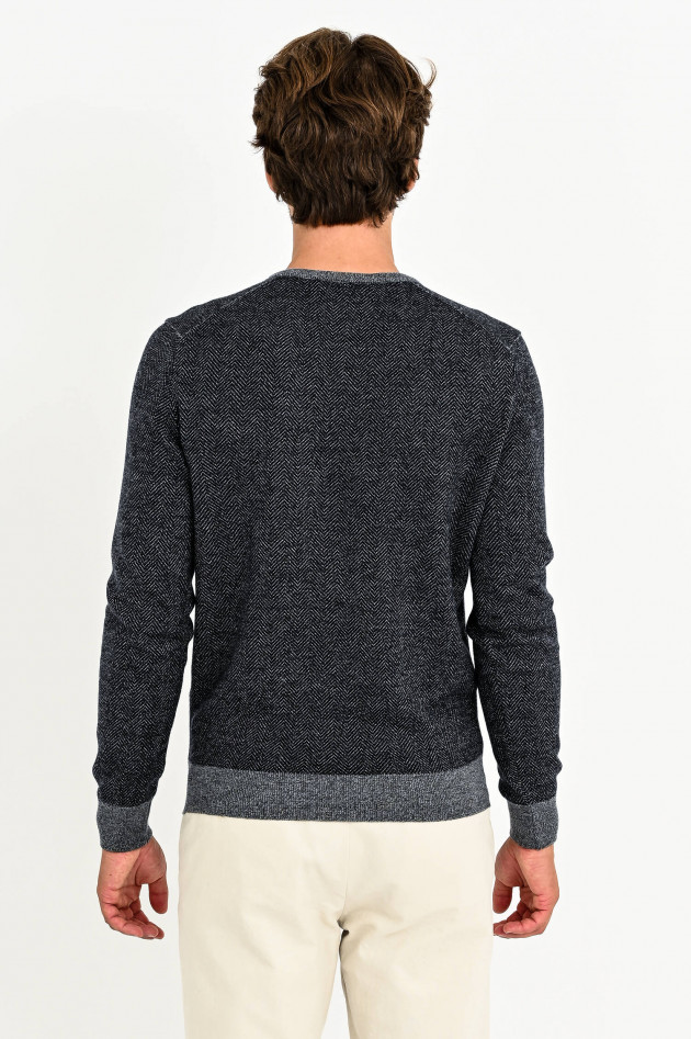 Gran Sasso Pullover im Fischgrät-Design in Grau/Anthrazit